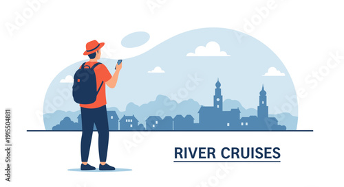 Tourists Explore Scenic European Cityscape Via River Cruise App