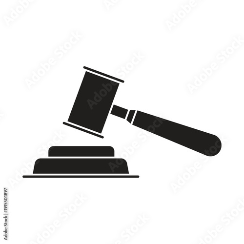 Professional judge gavel solid silhouette for legal services auction bidding and law justice system authority