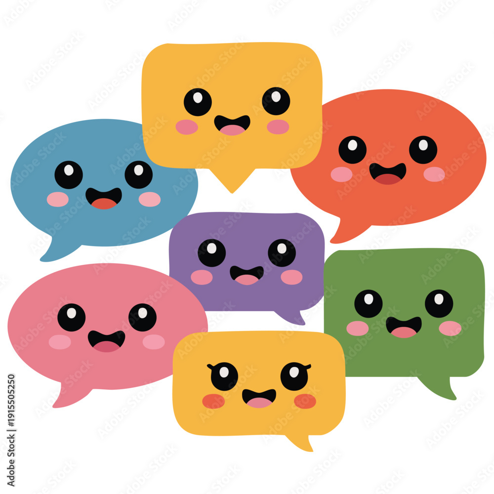 Fototapeta premium Comic Style Speech Bubble with Haha Laughing Sound Effect and Different Expressions
