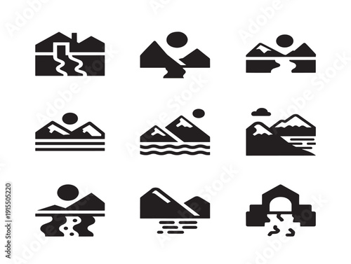 Calm river landscape silhouette for stunning natural scene designs