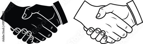 Business Handshake Icon Set for Partnership Agreement and Successful Deal Concept