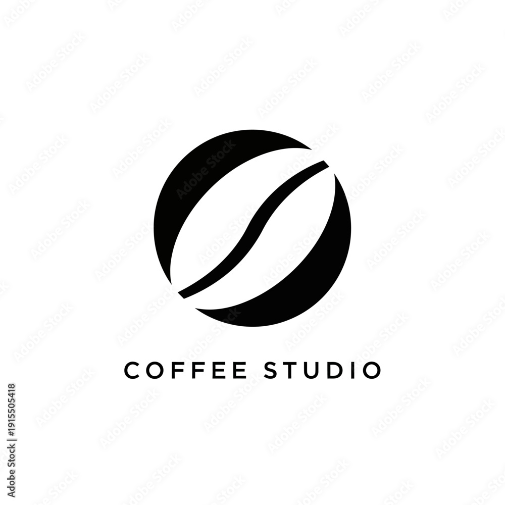 Fototapeta premium Coffee Studio Logo Design with Coffee Bean.