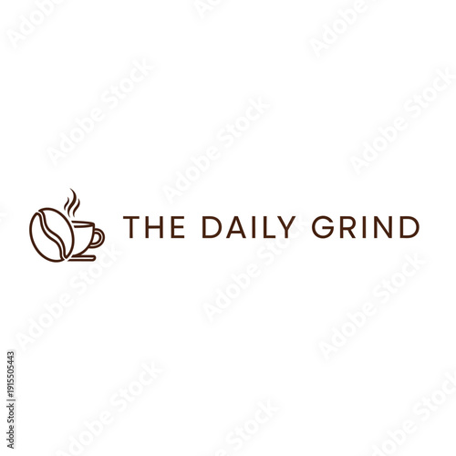 The Daily Grind coffee shop logo design with coffee bean and cup.