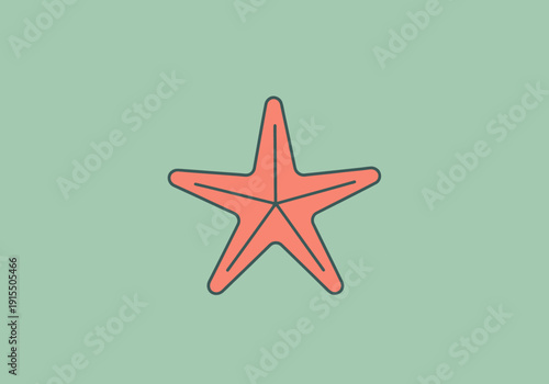 Coral Starfish Icon Isolated on Simple Pastel Green Background Minimalist Marine Life Design Element for Coastal Themes and Ocean Concepts
