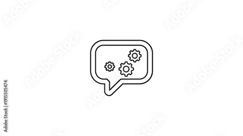 Communication and mechanics a speech bubble with gears inside