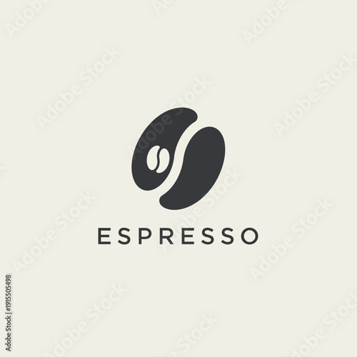Simple Espresso Coffee Bean Logo Design.