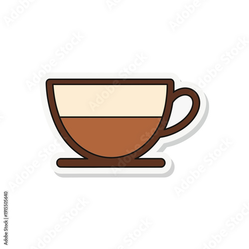 An isolated white porcelain mug filled with hot black espresso and a cup of tea on a ceramic saucer create a perfect morning caffeine beverage scene featuring a classic coffee cup icon vector