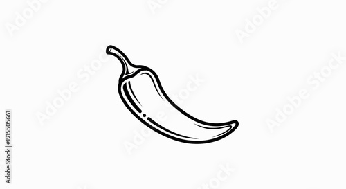 Black and white sketch of a chili pepper on a white background