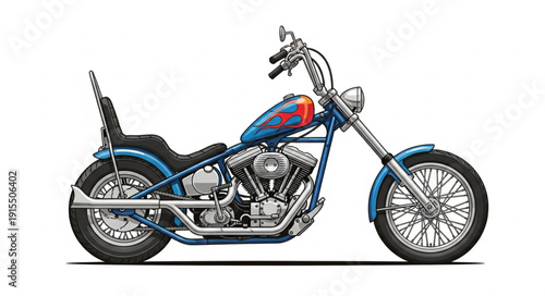 Custom Blue Motorcycle with Chrome.