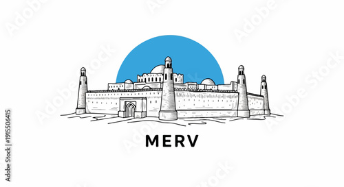 Ancient fortress with towers, domes, and arched gateway