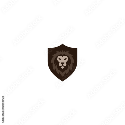 Majestic Lion Head Emblem on Dark Shield Icon - Symbol of Strength, Courage, Royalty, and Protection