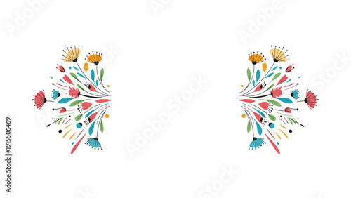 Delicate floral border design with symmetrical flower arrangements on the left and right sides for cards and invitations.