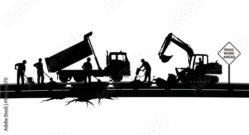 Construction Workers Operating Heavy Machinery.