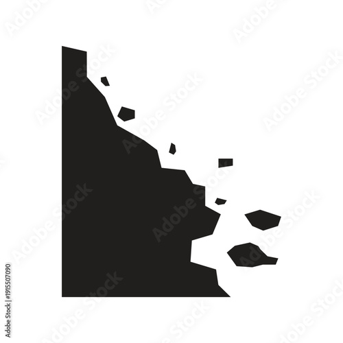 Detailed falling debris icon representing crumbling cliff sides or rock slides for construction site safety