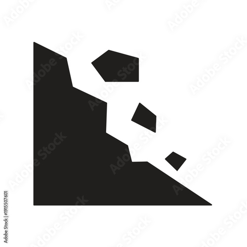 Simple vector illustration showing soil erosion and falling boulders for natural disaster prevention awareness materials