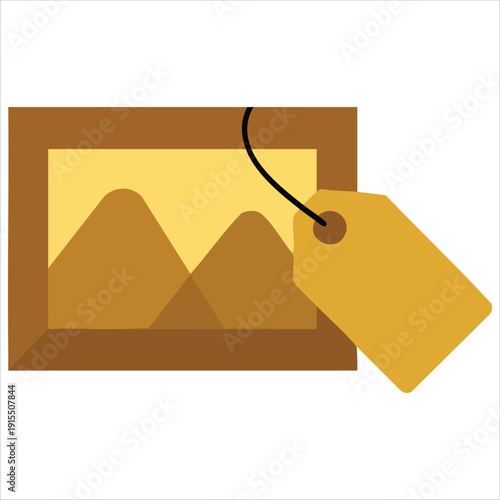 Auction Painting Icon with Gavel and Art Canvas Vector Illustration