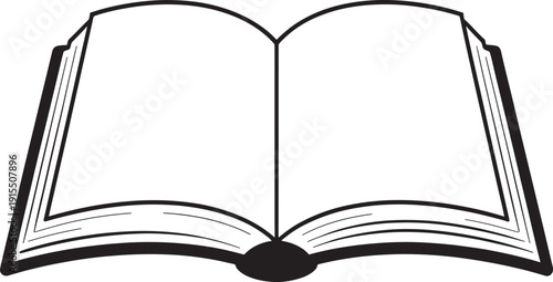 Open book black white background education