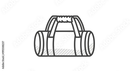 Line Art Illustration of a Cylindrical Duffel Bag with Top Handles.