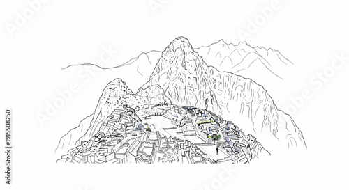 Ancient stone ruins nestled high in the mountains, a striking historical landscape