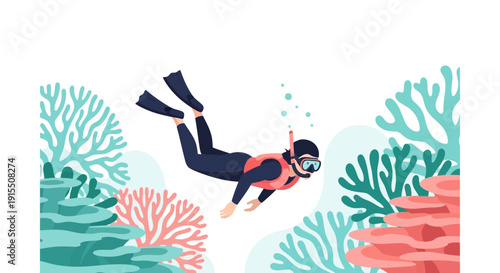 Underwater Adventure A Person Snorkels Among Vibrant Coral Reefs