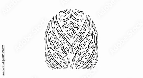 Black and white abstract design with striped patterns, resembling fur
