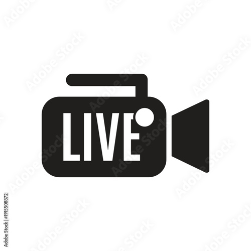 Digital live streaming camera icon vector for social media broadcasting online video content and communication