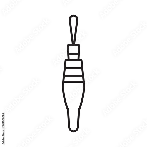 Simple black and white icon depicting a stylized tiered and cylindrical plug or connector
