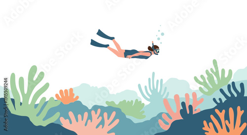 Underwater Exploration Snorkeling Amongst Vibrant Coral Reefs