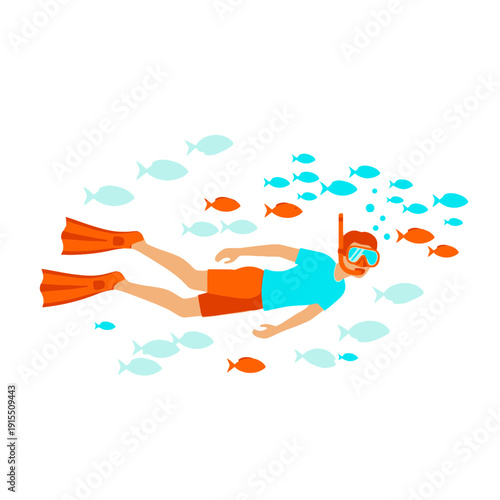 Underwater Exploration With Tropical Fish And Snorkel Gear