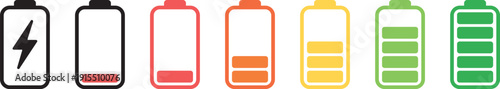 Battery level icons showing different charge levels from empty to full