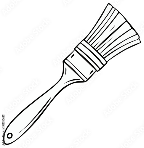 Outline Illustration of a Paintbrush Tool for Painting and Coloring Projects, Suitable for Design Use