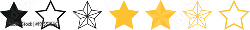 Collection of various star shapes and colors for ratings and designs