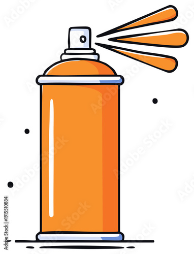 Orange Aerosol Spray Can Illustration with Vapor Streams for Painting, Crafting, Arts
