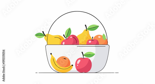Assorted fresh fruits arranged in a modern basket, a healthy bounty