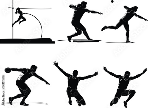 Sequence of a person performing a discus throw in athletics showcasing technique and motion