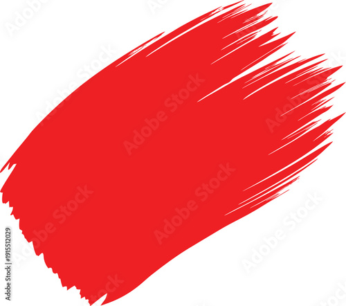 Red Brush Stroke on White Background