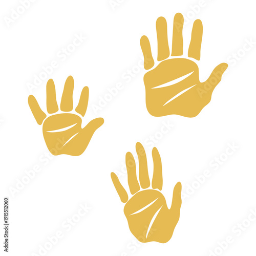 Hands palms of Indian man, woman and teen silhouette. Hand drawn vector set illustration. Flat character design, for magazines, maps greeting cards, people and family clip arts.