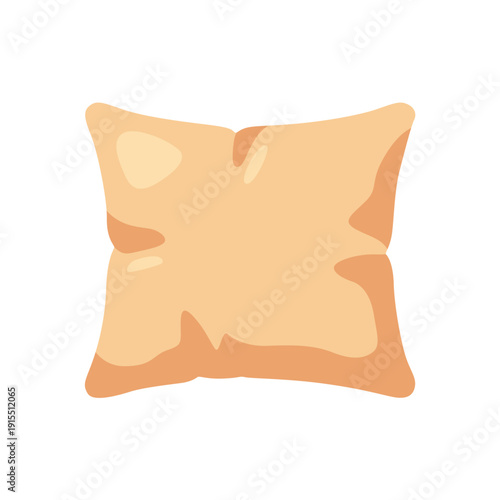 beige pillow, bedroom bedding, sleep comfort, colorful vector flat style illustration
