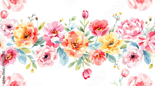 Romantic Spring Meadow Watercolor Flower Background Design