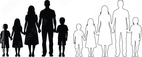 Family unity contrasted with individualism in a stylized illustration