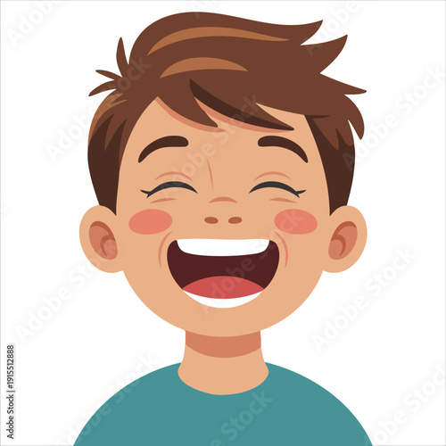 Friendly Cartoon Schoolboy Waving for Childrens Template Design Vector Illustration