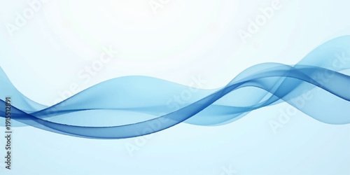 An abstract blue wave vector illustration featuring smooth flowing lines and a light motion pattern creates a professional web backdrop design with a curved water shape on a dark sea color background