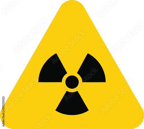 Warning Sign of Radioactivity in Yellow Triangle for Safety Precautions