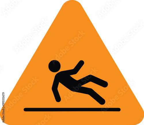 Caution Sign for Slipping Hazard - Orange Triangle Safety Symbol