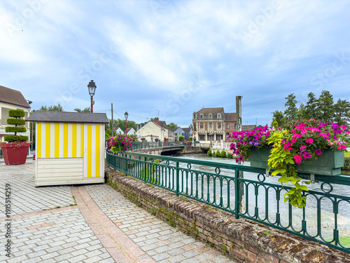 Tableau sur toile Street view of old village Hermes in France.
