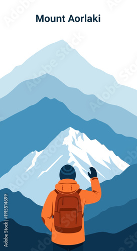 Vibrant Mountain Landscape Adventure With A Lone Hiker