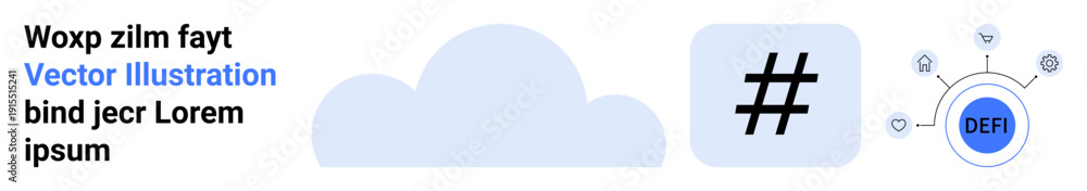 Obraz premium Cloud icon, metadata tag, and decentralized network graphic symbolize connectivity, data sharing, and digital tech evolution. Ideal for tech, blockchain, coding, data science cloud storage web