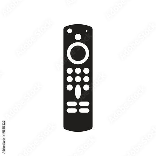 Black minimalist smart tv remote control silhouette for digital media streaming and home entertainment interface