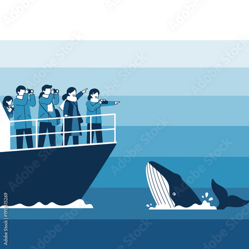 Whale Watching Expedition Excites Tourists Aboard Ship