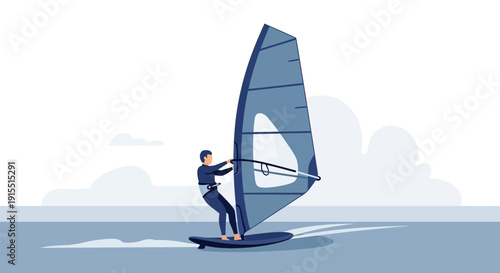 Windsurfing Action Dynamic Ocean Sport Adventure